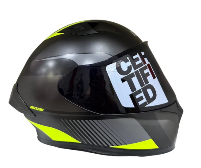 CASCO INTEGRAL ICH 503 ZEIBA NEGRO GRIS OSCURO AMARILLO NEON MATE VISOR NEGRO (S)