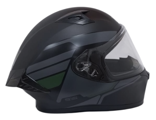 CASCO INTEGRAL ICH 503 BUNCH NEGRO GRIS OSCURO VERDE MILITAR MATE VISOR TRANSPARENTE (S)