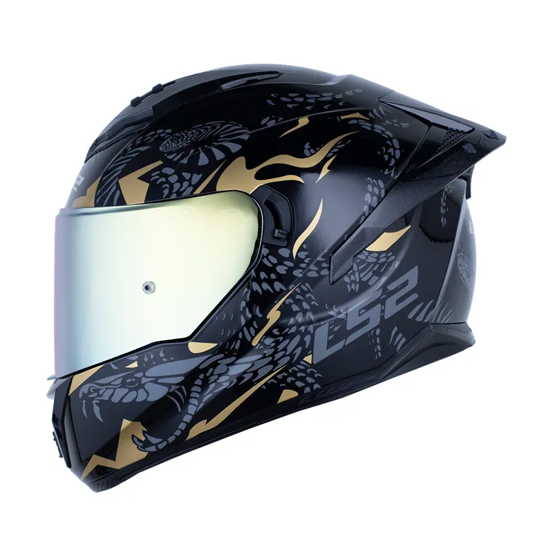 CASCO INTEGRAL LS2 806 DOBLE VISOR MAMBA NEGRO DORADO BRILLO