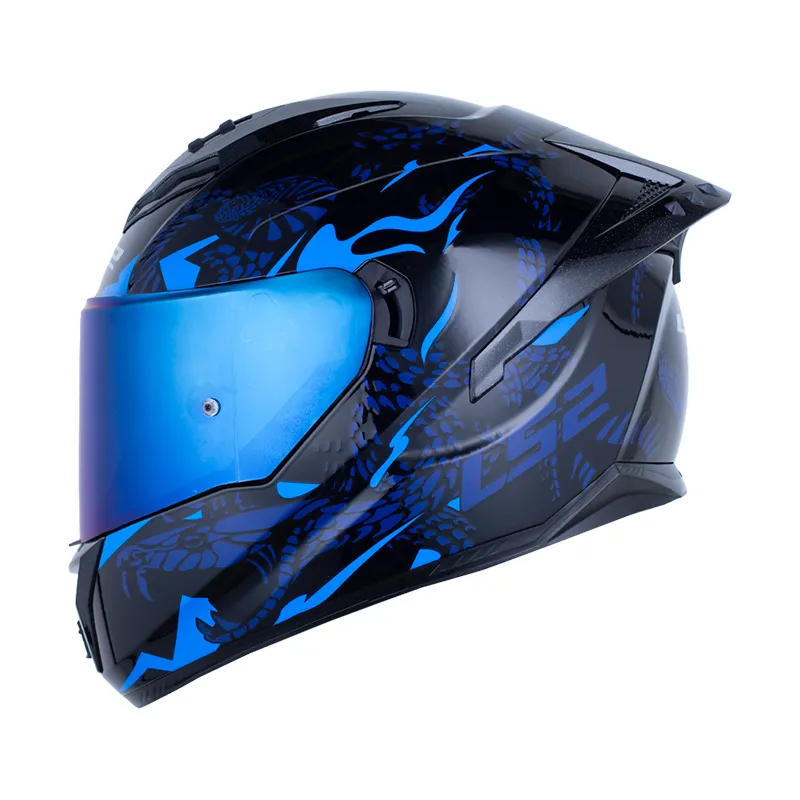 CASCO INTEGRAL LS2 806 DOBLE VISOR MAMBA NEGRO AZUL BRILLO