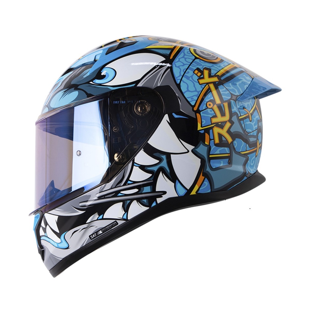 [166832] CASCO INTEGRAL SHAFT 522 VISERION NEGRO AZUL BRILLO (S)