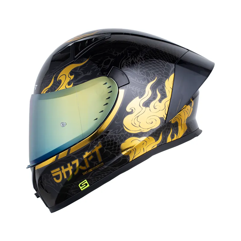 CASCO INTEGRAL SHAFT 526SP EVO SAORU NEGRO HOLOGRAFICO DORADO BRILLO (S)