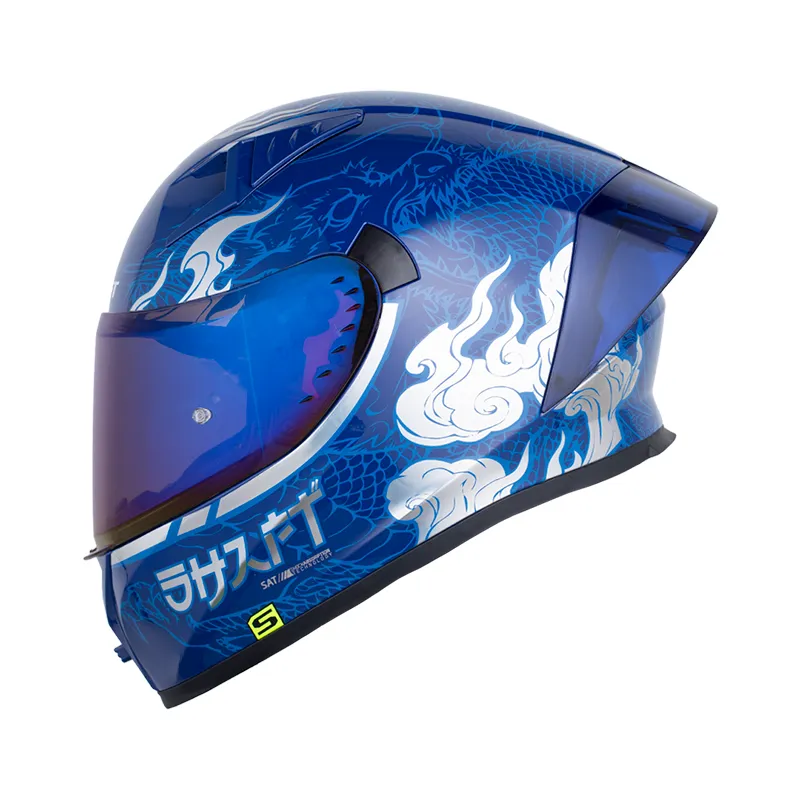 CASCO INTEGRAL SHAFT 526SP EVO SAORU AZUL OSCURO HOLOGRAFICO SILVER BRILLO (S)