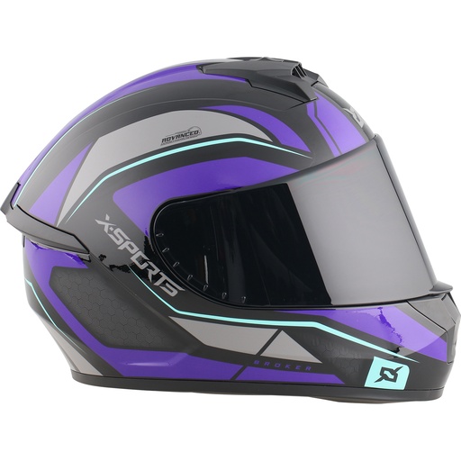 CASCO INTEGRAL XSPORTS M63 BROKER GRIS MORADO BRILLO