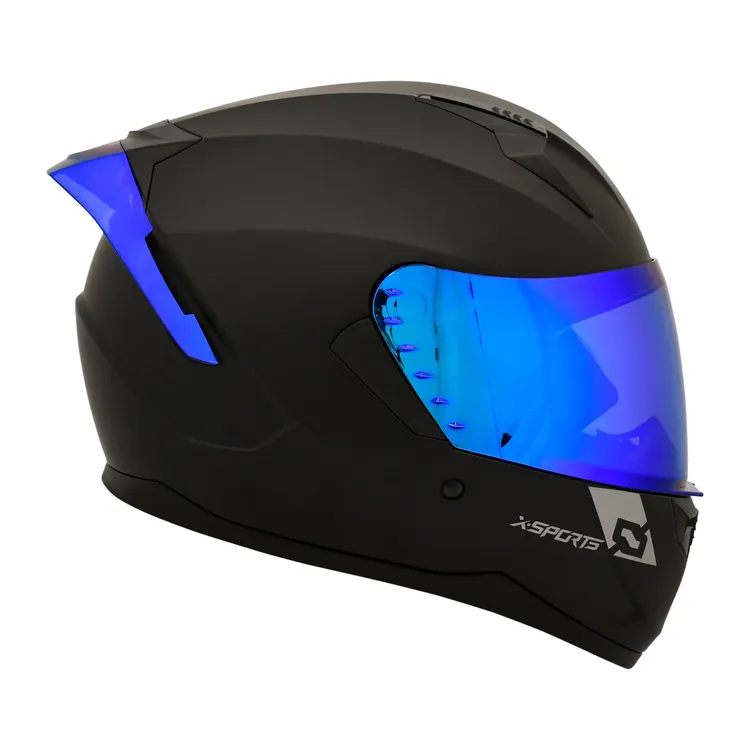 CASCO INTEGRAL XSPORTS M67 NEGRO MATE SPOILER AZUL 