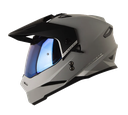 CASCO MULTIPROPOSITO HRO MX330 DOBLE VISOR SOLID GRIS SILVER MATE VISOR AZUL