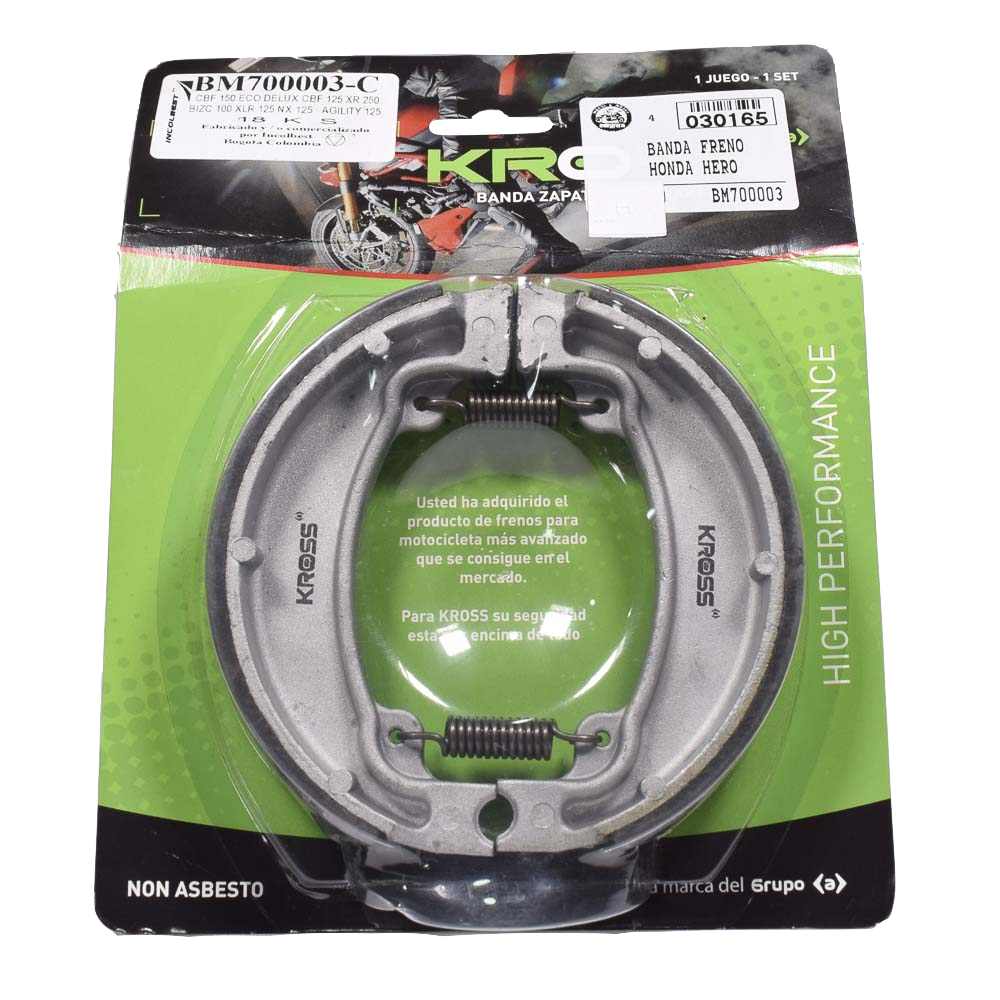 BANDAS KROSS TRASERA KYMCO AGILITY 125-FLY 125/HONDA CBF 125-CBF 150-CB 160-CBZ 160-TORNADO 250/HERO THRILLER