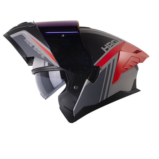 CASCO ABATIBLE HRO 3480 EVO DOBLE VISOR COLD GRIS ROJO MATE