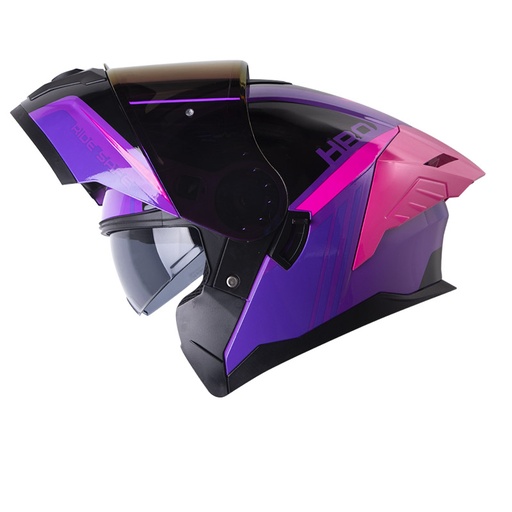 CASCO ABATIBLE HRO 3480 EVO DOBLE VISOR COLD MORADO FUCSIA BRILLO