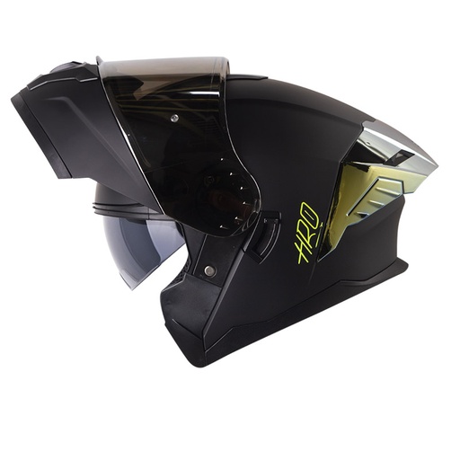 CASCO ABATIBLE HRO 3480 EVO DOBLE VISOR SOLID NEGRO AMARILLO MATE