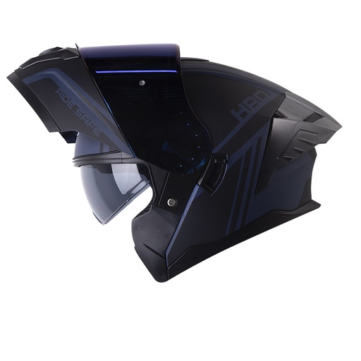 CASCO ABATIBLE HRO 3480 EVO DOBLE VISOR COLD AZUL OSCURO NEGRO MATE