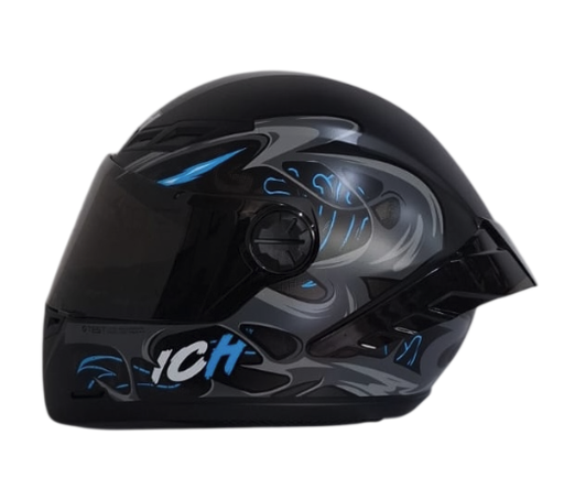 CASCO INTEGRAL ICH 501SP ZYMBIO NEGRO GRIS OSCURO AZUL MATE VISOR NEGRO
