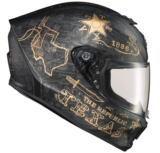 CASCO INTEGRAL SCORPION R420 LONE STAR NEGRO DORADO MATE