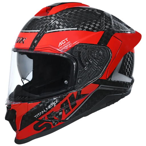 CASCO INTEGRAL SMK TITAN CARBON NERO NEGRO ROJO BRILLO