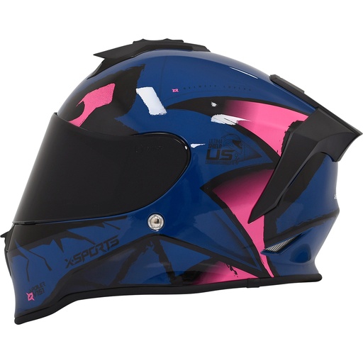 CASCO INTEGRAL XSPORTS V151 SWAMP AZUL ROSADO BRILLO