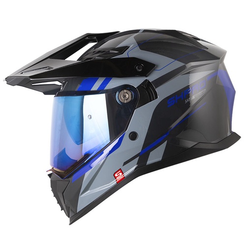 CASCO MULTIPROPOSITO SHAFT PRO MX400 DOBLE VISOR RENDER GRIS OSCURO GRIS BRILLO