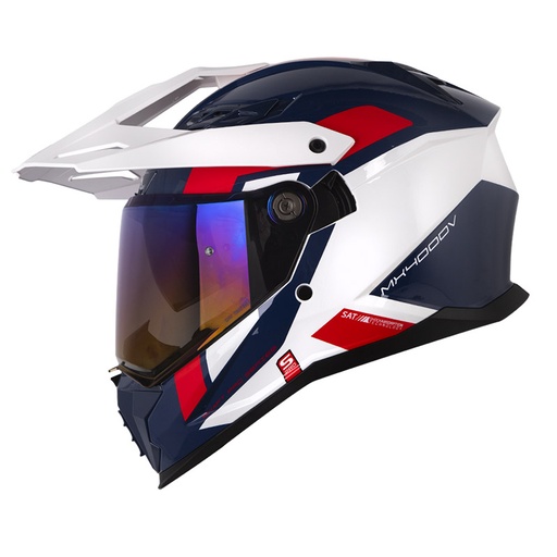 CASCO MULTIPROPOSITO SHAFT PRO MX400 DOBLE VISOR AVENGER BLANCO ROJO BRILLO