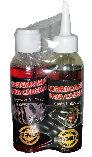[15] KIT ECONOMICO SABAS PREMIUM DESENGRASANTE Y LUBRICANTE PARA CADENAS 
