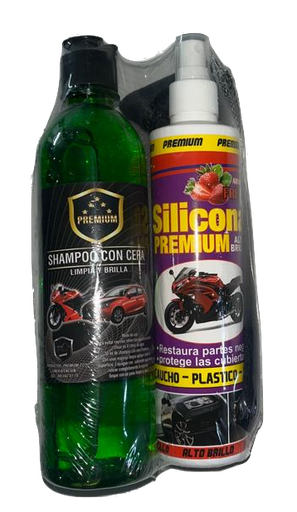 [7] KIT LIMPIEZA PREMIUM SABAS SHAMPOO Y SILICONA PARTES BRILLANTES