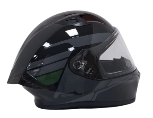 CASCO INTEGRAL ICH 503 BUNCH NEGRO GRIS OSCURO VERDE MILITAR BRILLO VISOR TRANSPARENTE