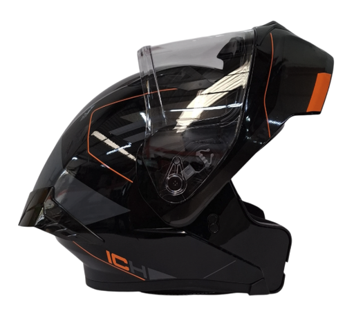 CASCO ABATIBLE ICH 3120 DOBLE VISOR ZAYKO NEGRO NARANJA BRILLO VISOR TRANSPARENTE