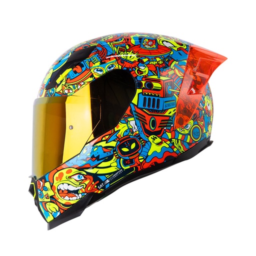 CASCO INTEGRAL SHAFT 562 R TOON WORL AZUL OSCURO AMARILLO BRILLO