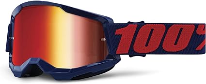 [50028-00021] GAFAS CROSS 100% ORIGINAL STRATA 2 AZUL NAVY LENTE ROJO