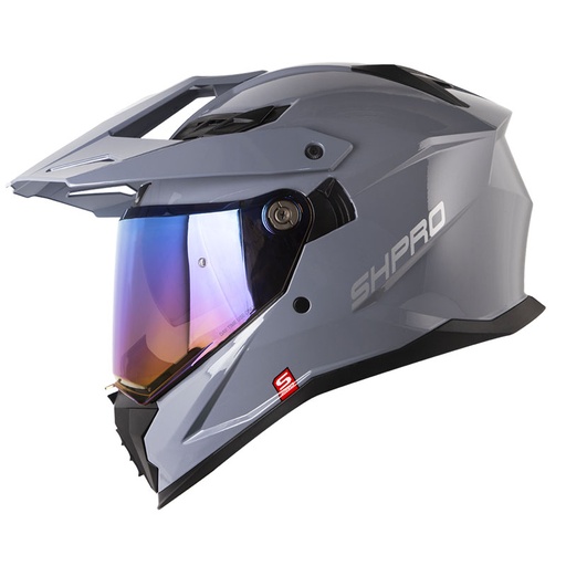 CASCO MULTIPROPOSITO SHAFT PRO MX400 DOBLE VISOR SOLID GRIS SILVER BRILLO