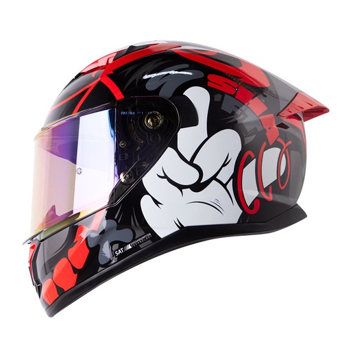 CASCO INTEGRAL SHAFT 522 BEARTY NEGRO ROJO BRILLO