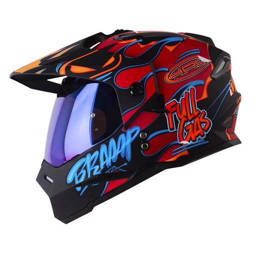 CASCO MULTIPROPOSITO HRO MX330 DOBLE VISOR STAY WILD ROJO AZUL MATE