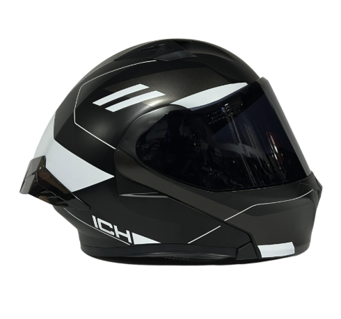CASCO ABATIBLE ICH 3120 DOBLE VISOR ZAYKO NEGRO BLANCO MATE VISOR NEGRO