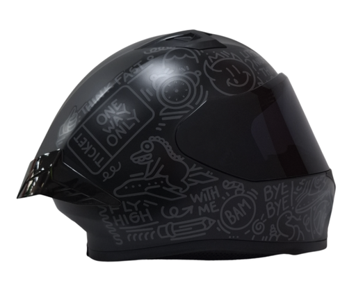 CASCO INTEGRAL ICH 503 DOOOODLE NEGRO GRIS  MATE VISOR NEGRO
