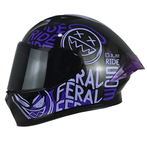 CASCO INTEGRAL ICH 503 STAY WILD NEGRO MORADO VISOR NEGRO