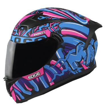 CASCO INTEGRAL EDGE DOBLE VISOR DENVER MOTOLOCO AZUL FUCSIA MATE