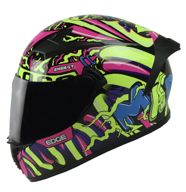 CASCO INTEGRAL EDGE DOBLE VISOR DENVER MOTOLOCO VERDE ROSADO NEON BRILLO