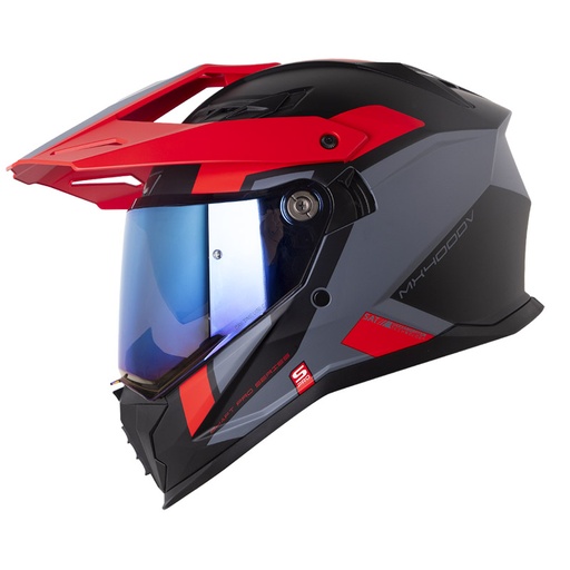 CASCO MULTIPROPOSITO SHAFT PRO MX400 DOBLE VISOR AVENGER GRIS OSCURO ROJO MATE