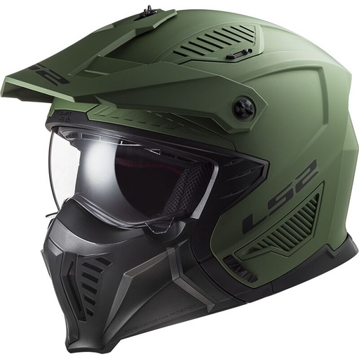 CASCO MODULAR LS2 606 DRIFTER SOLID VERDE MILITAR MATE