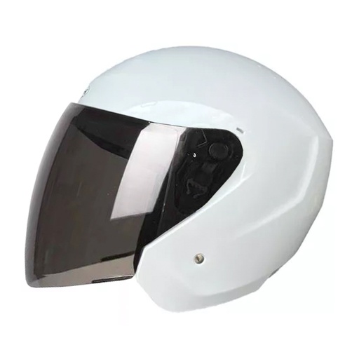 CASCO ABIERTO TECH T10 SOLID BLANCO BRILLO VISOR NEGRO