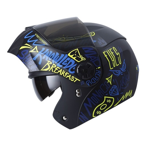 CASCO ABATIBLE ICH 3110DOT DOBLE VISOR MESSAGE NEGRO AZUL MATE