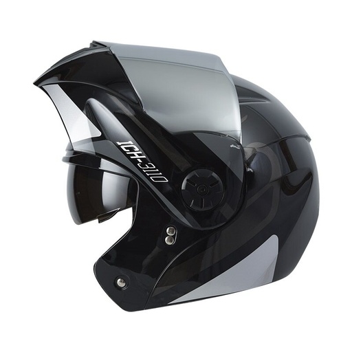 CASCO ABATIBLE ICH 3110DOT DOBLE VISOR REMAK NEGRO GRIS BRILLO