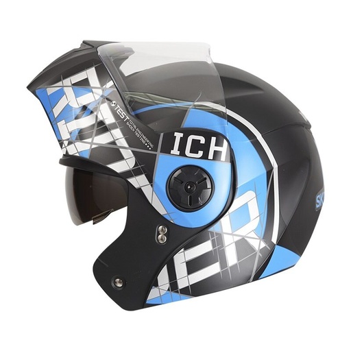 CASCO ABATIBLE ICH 3110DOT DOBLE VISOR SKETCH NEGRO AZUL MATE VISOR TRANSPARENTE