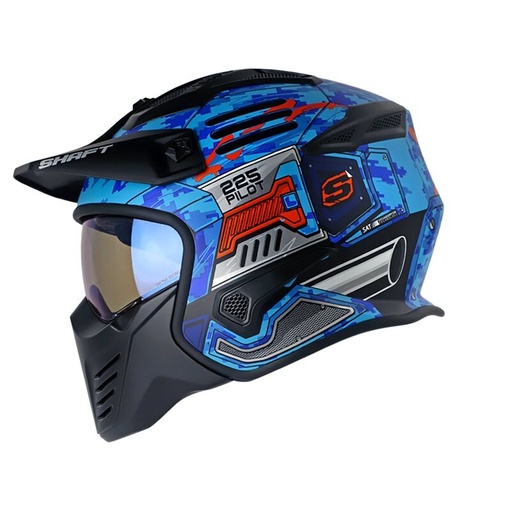 CASCO MODULAR SHAFT SH225 PILOT EVO TOP AZUL NARANJA MATE