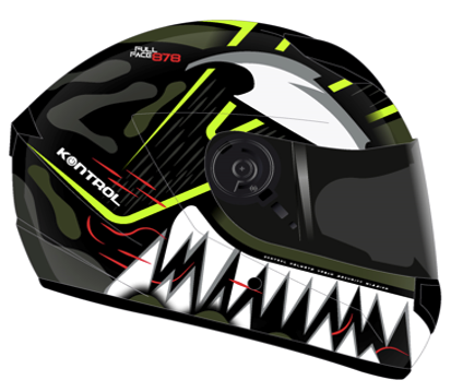 CASCO INTEGRAL KONTROL 878 WORM NEGRO AMARILLO MATE