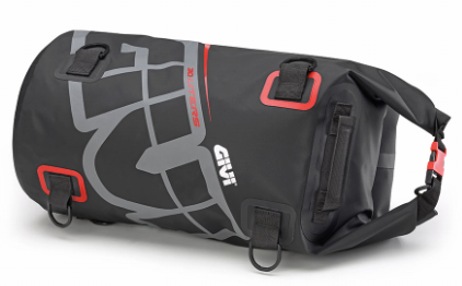 [EA114GR] MALETA CILINDRICA GIVI IMPERMEABLE 30 LITROS GRIS ROJO
