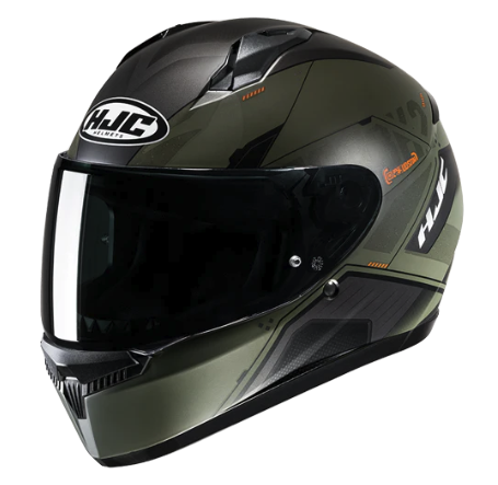CASCO INTEGRAL HJC C10 INKA MC7-SF VERDE MILITAR NARANJA MATE-INCLUYE PINLOCK