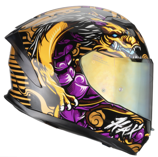 CASCO INTEGRAL HAX FORCE DOBLE VISOR SHENLONG NEGRO DORADO BRILLO