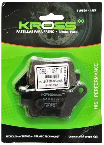 [10362] PASTA DE FRENO KROSS TRASERA BAJAJ PULSAR 160NS-180NS/ HONDA XR 600-650L