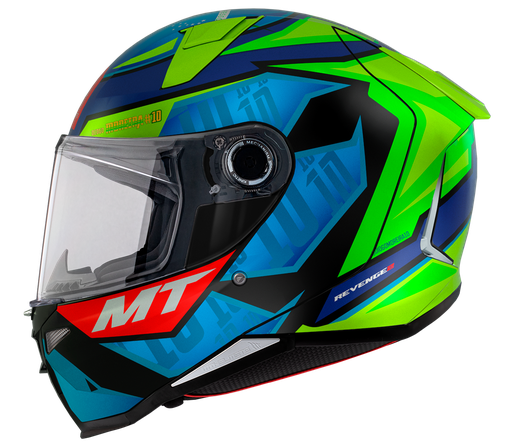 CASCO INTEGRAL MT FF110B REVENGE 2 S MOREIRA A7 AZUL VERDE MATE ECE R22.06