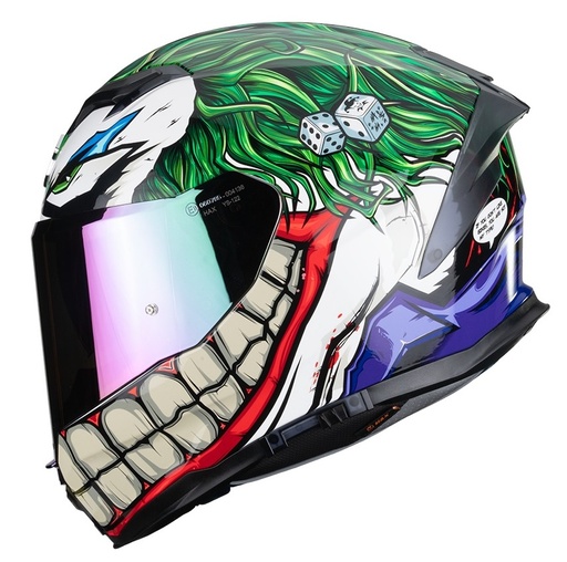 CASCO INTEGRAL HAX FORCE DOBLE VISOR GAMBLER NEGRO VERDE BRILLO