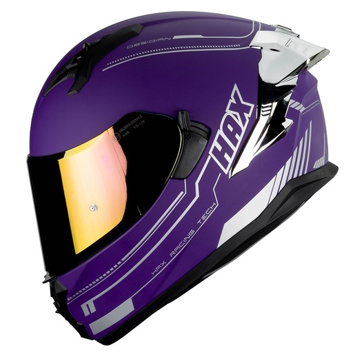 CASCO INTEGRAL HAX OBSIDIAN DOBLE VISOR SOLID MORADO PLATA MATE